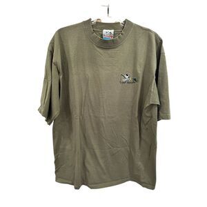 Vtg Camp‎ Snoopy Peanuts T-Shirt Sz XL Green Graphic Short Sleeve embroidered